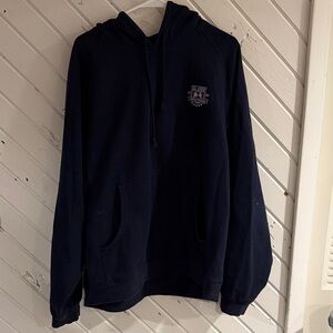 Navy Blue Hoodie with Logo Detail